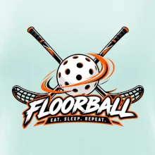 Florbalové hokejky s dierkovanou loptičkou eat sleep repeat