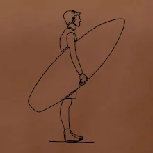 Surfer stojaci jedným ťahom