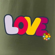 Love nápis s kvetinou