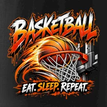 Basketbalový kôš s loptou eat sleep repeat