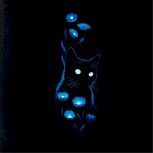 Modro neónová mačka a kvety