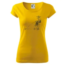 Kreslený rybár na pni