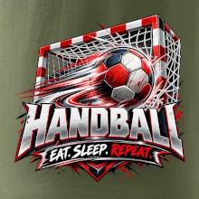 Hádzanárska lopta v bránke eat sleep repeat