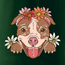 Americký stafordšírsky teriér hlava s kvetinami