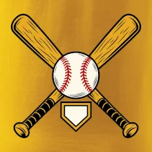 Zkřížené baseballové pálky a míček