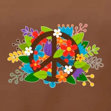 Peace symbol prerastený kvetinami