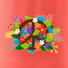 Peace symbol prerastený kvetinami