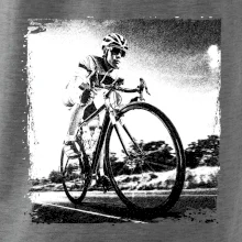 Cyklista čiernobiela cesta