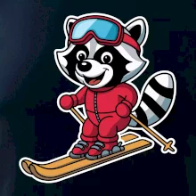 Mýval na lyžiach - kreslený