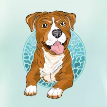 Americký staford kreslený v koliesku (Pecka design)