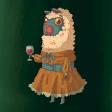 Alpaka s vínom žena