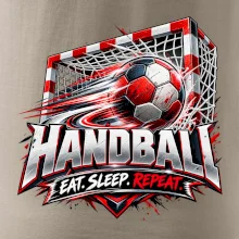 Hádzanárska lopta v bránke eat sleep repeat