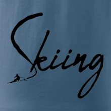 Skiing nápis lyžiar Skiing nápis lyžiar
