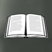 Kniha čiernobiela otvorená s textom