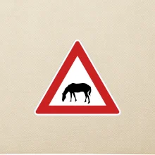 Dopravná značka - Pozor pasúci sa kôň