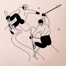 Lyžovanie - kreslené obrázok