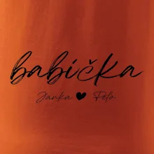 Babička Tričko s menami detí písacie písmo