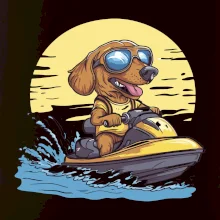 Jazvečík na vodnom skútri