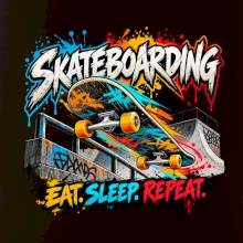 Skateboard ve street stylu eat sleep repeat