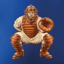 Baseballový catcher retro rytina