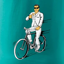 Gentleman na bicykli s pivom