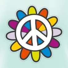 Peace symbol s kreslenou kvetinou