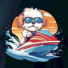 Bišónik na vodnom skútri