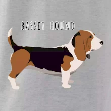 Basset hound pes s nápisom Basset hound pes s nápisom