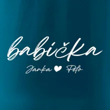 Babička Tričko s menami detí písacie písmo