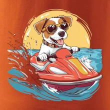 Jack russell teriér na vodnom skútri