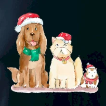 Veselé vianoce - pes, škrečok a mačka