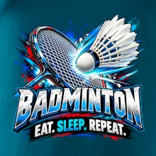 Bedmintonová raketa s košíčkom eat sleep repeat