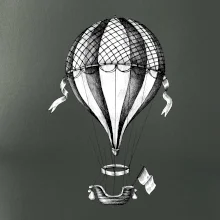 Teplovzdušný balón kreslený