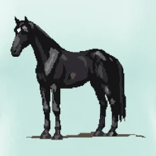 Čierny kôň pixel