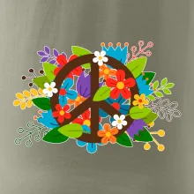 Peace symbol prerastený kvetinami