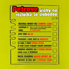 Tričko na rozlúčku s úlohami vpredu