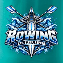 Veslařská loď se zkříženými vesly eat sleep repeat
