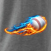 Letící baseballový míček v plamenech