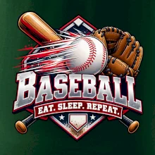 Baseballová pálka s rukavicou eat sleep repeat