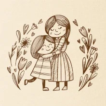 Matka a dcéra v objatí