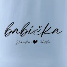 Babička Tričko s menami detí písacie písmo