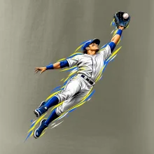 Baseballový polař chytá míček ve výskoku
