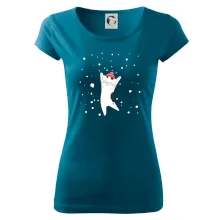 Veselá mačka v zimnej čiapke