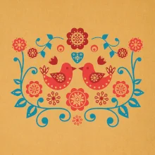 folklór - dva červené vtáčiky