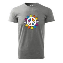 Peace symbol s kreslenou kvetinou