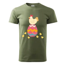 Sliepka sediaca na veľkonočnom vajci