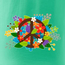 Peace symbol prerastený kvetinami