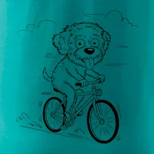 Lagotto romagnolo karikatúra na bicykli čierna