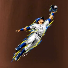 Baseballový polař chytá míček ve výskoku