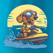 Jazvečík na vodnom skútri